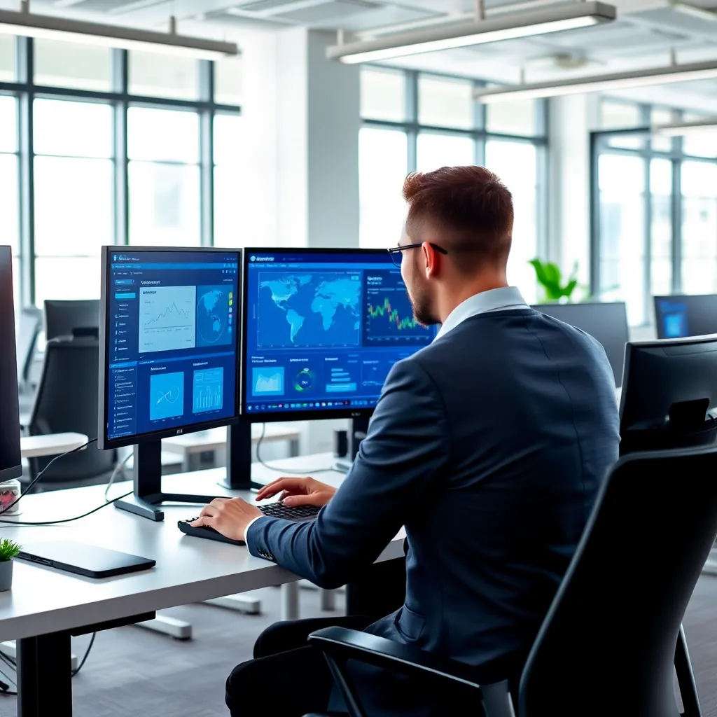 Professional die AI-tools gebruikt op moderne werkplek