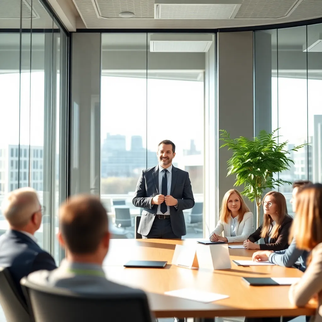 Professionele salarisonderhandeling tussen werknemer en manager in vergaderruimte