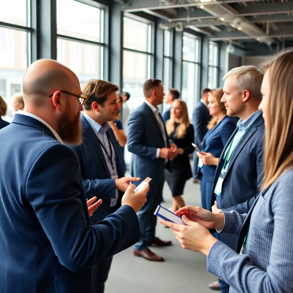 Professional netwerkt tijdens zakelijk evenement in Amsterdam