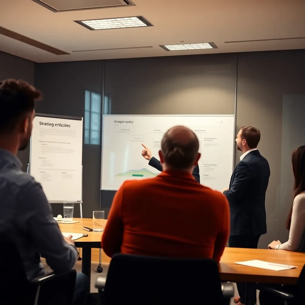 Professioneel geklede vrouw onderhandelt over salaris in modern kantoor