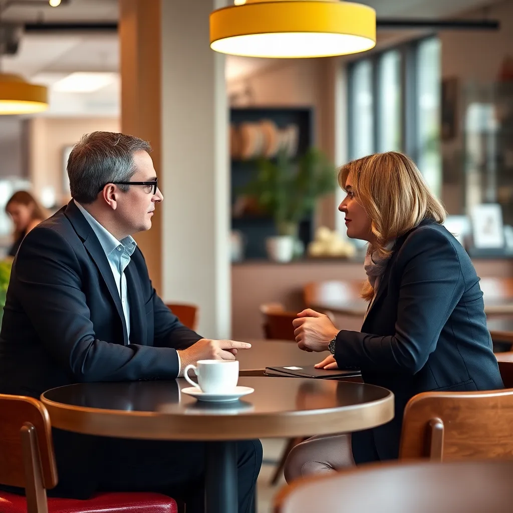 Professionals tijdens een netwerkbijeenkomst in moderne Nederlandse kantooromgeving