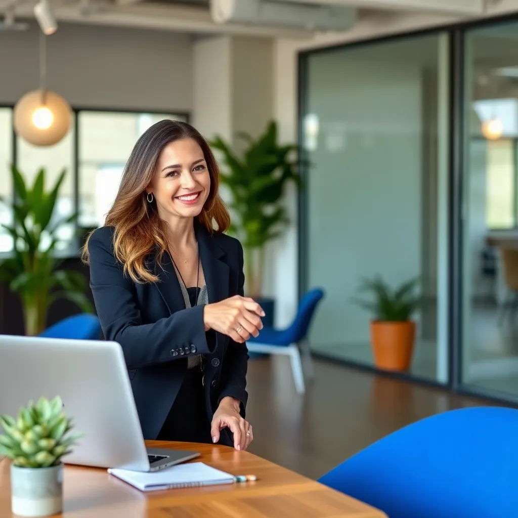 Professionele vrouw in gesprek met manager tijdens salarisonderhandeling